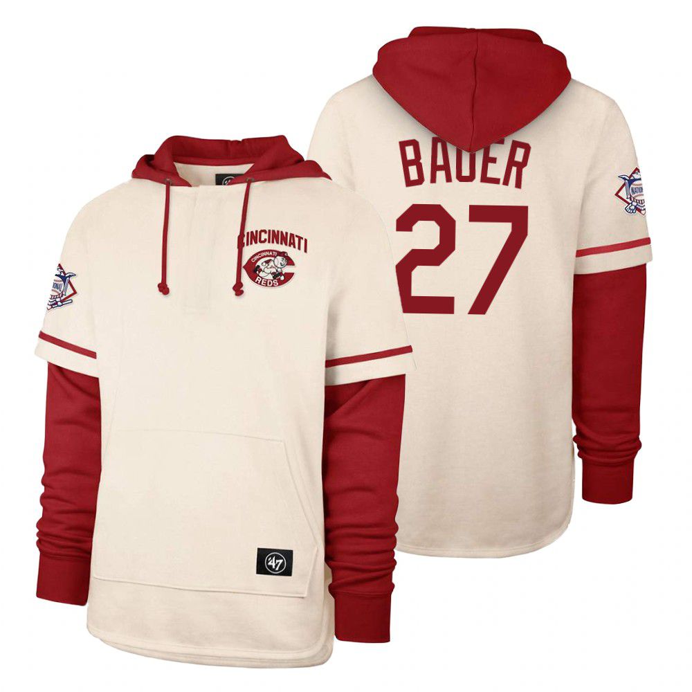Men Cincinnati Reds #27 Baoer Cream 2021 Pullover Hoodie MLB Jersey->cincinnati reds->MLB Jersey